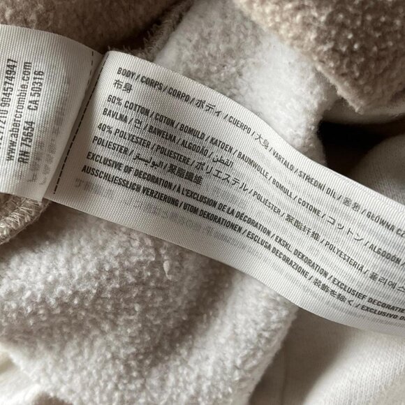 Hollister Sweatpants Womens Large Tan And White Patchwork Cotton Blend Jumpers - Picture 5 of 5